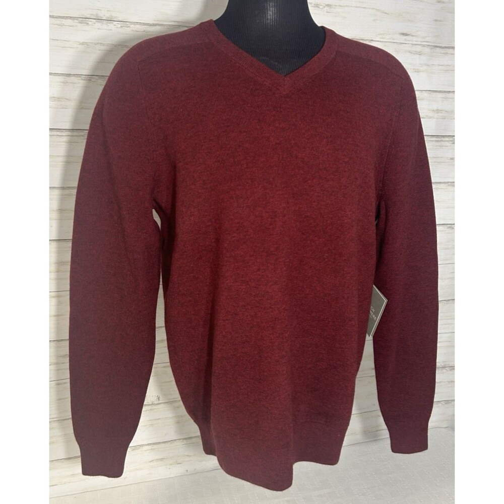 NEW! Mack Weldon Tech Cashmere Brick Red Sweater Merino Wool Crew Neck LARGE Men